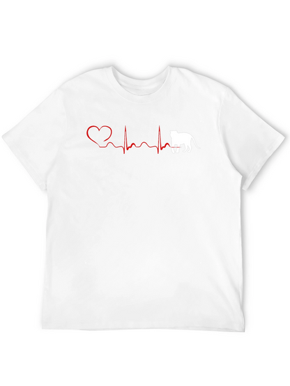 Cat Lovers Heartbeat T-Shirt - Black