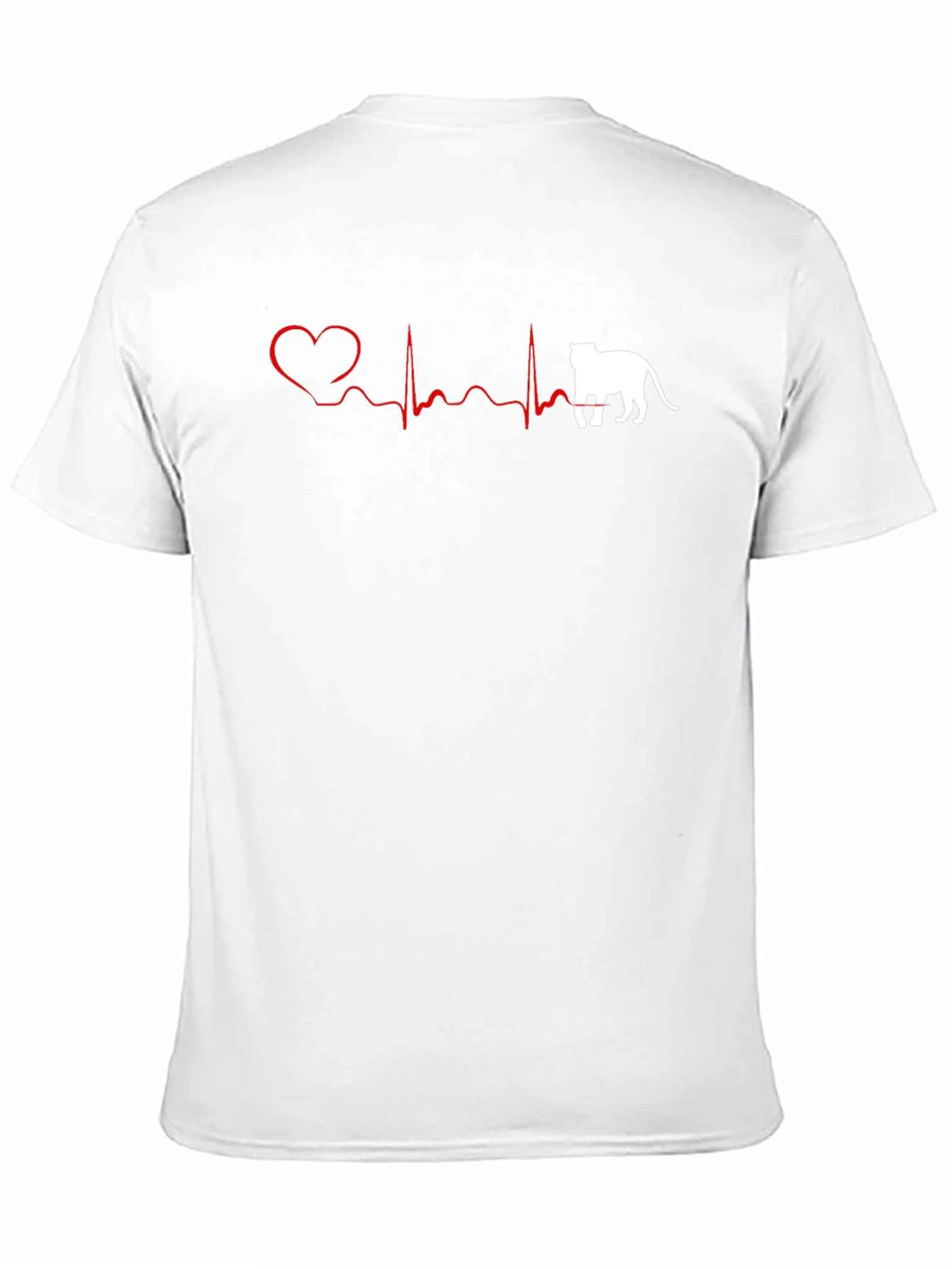 Cat Lovers Heartbeat T-Shirt - Black