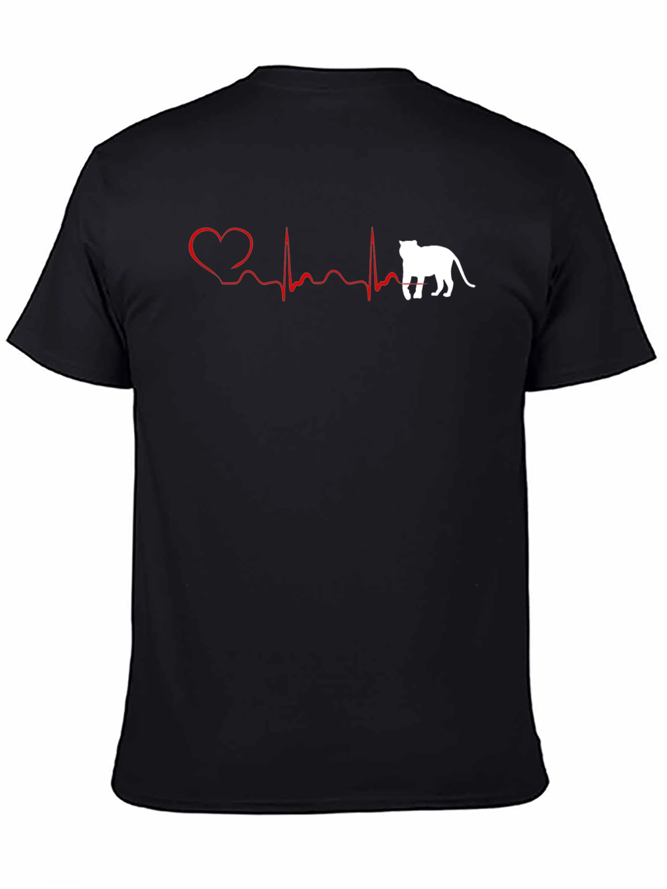 Cat Lovers Heartbeat T-Shirt - Black