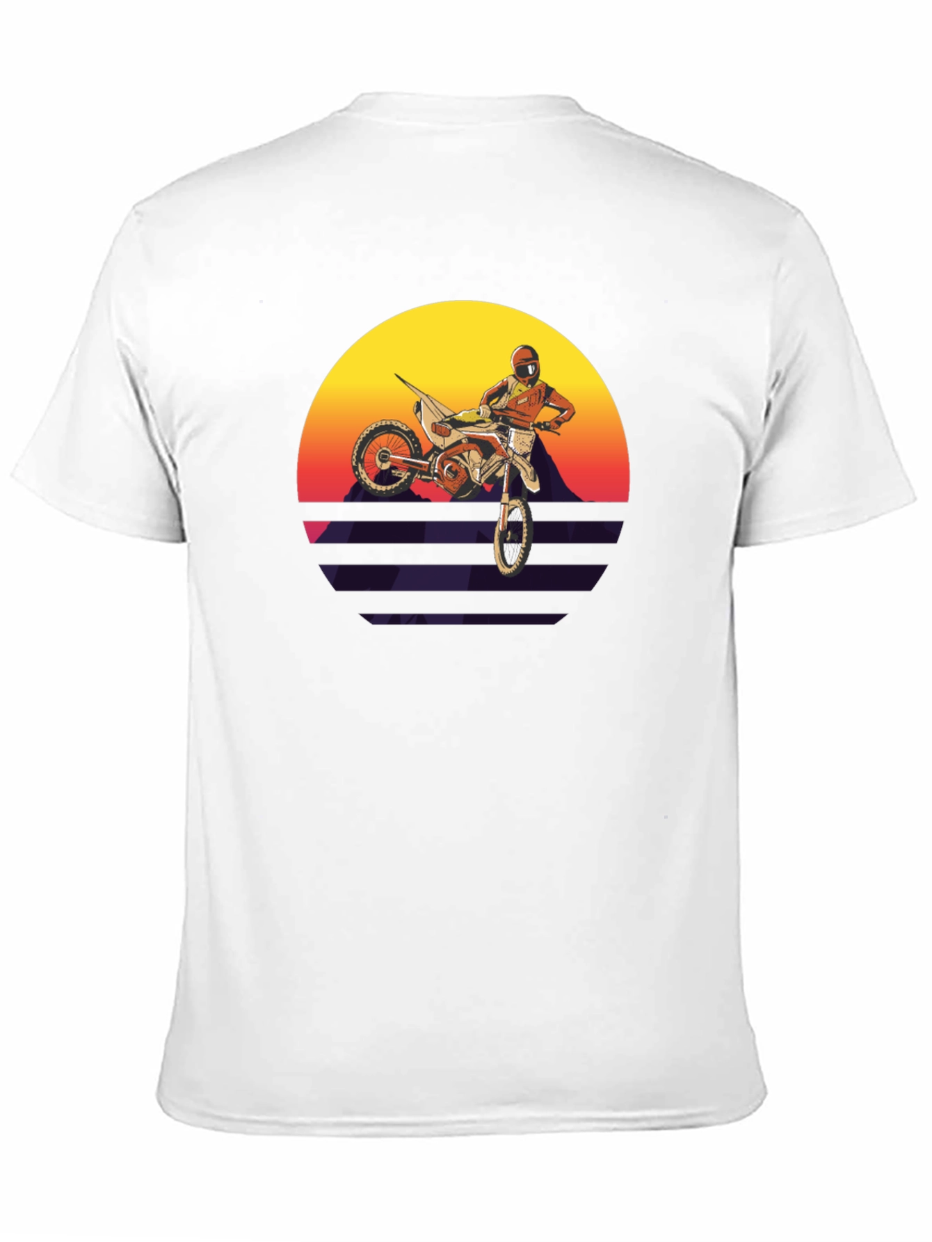 Motocross Sunset Graphic Tee - Retro Dirt Bike Shirt