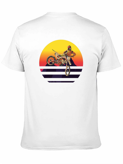 Motocross Sunset Graphic Tee - Retro Dirt Bike Shirt