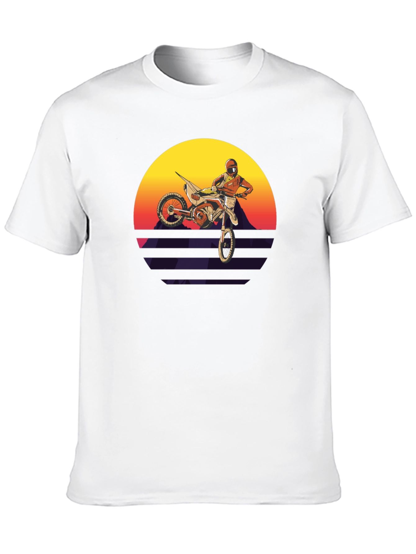 Motocross Sunset Graphic Tee - Retro Dirt Bike Shirt