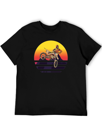 Motocross Sunset Graphic Tee - Retro Dirt Bike Shirt