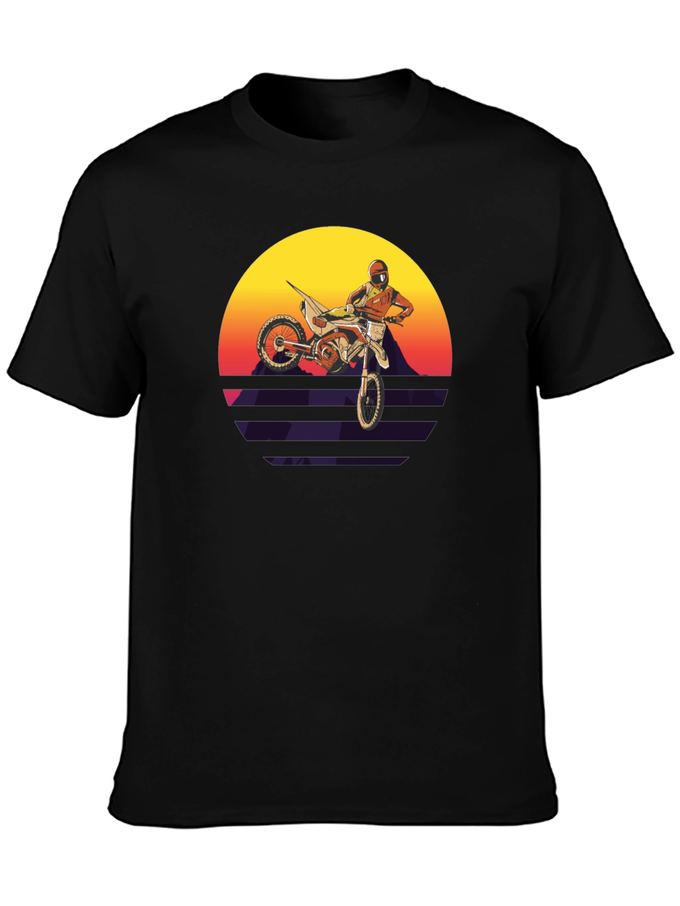 Motocross Sunset Graphic Tee - Retro Dirt Bike Shirt