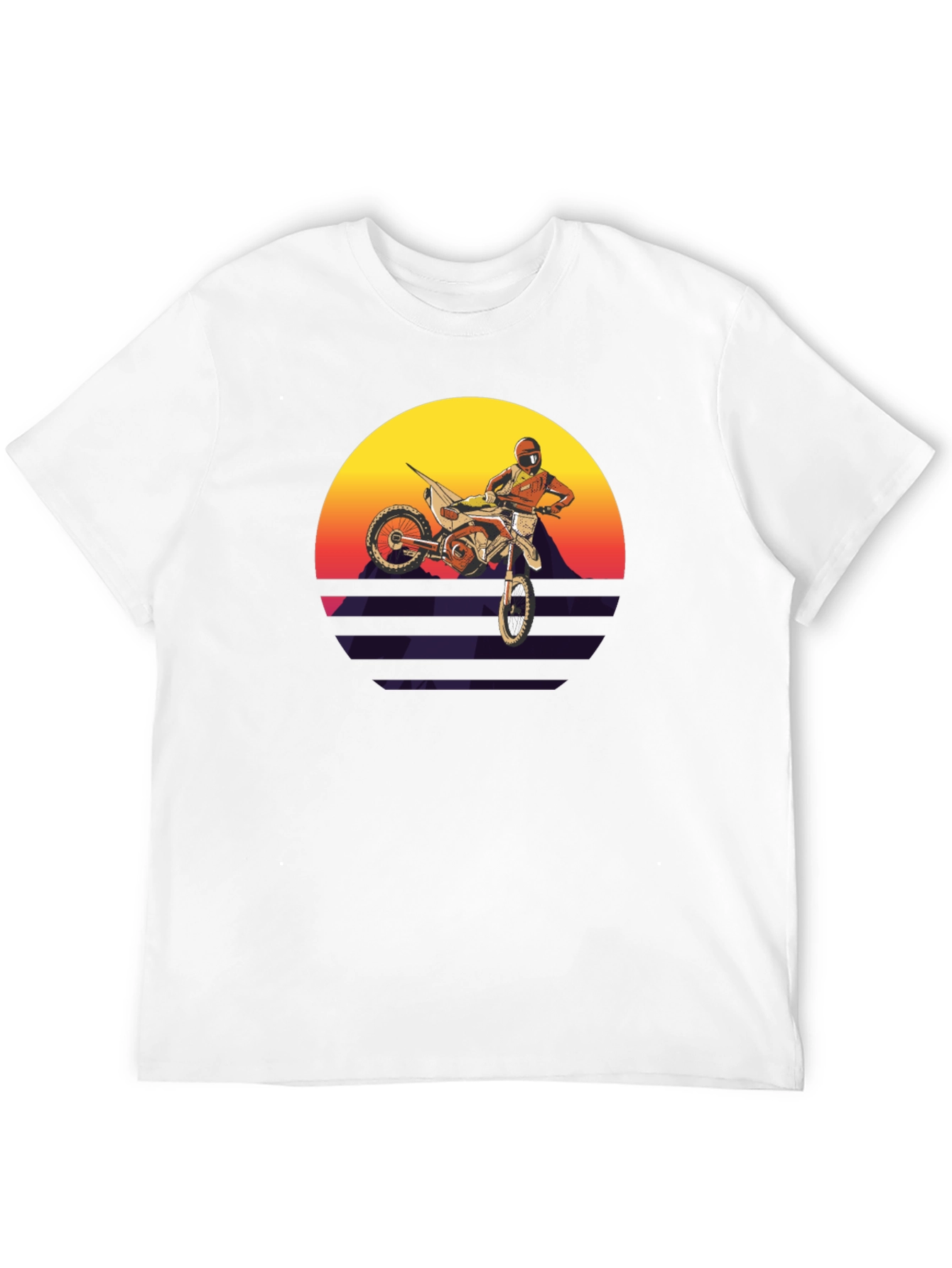 Motocross Sunset Graphic Tee - Retro Dirt Bike Shirt