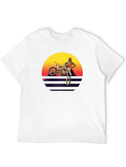 Motocross Sunset Graphic Tee - Retro Dirt Bike Shirt