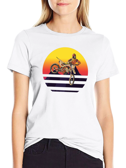 Motocross Sunset Graphic Tee - Retro Dirt Bike Shirt