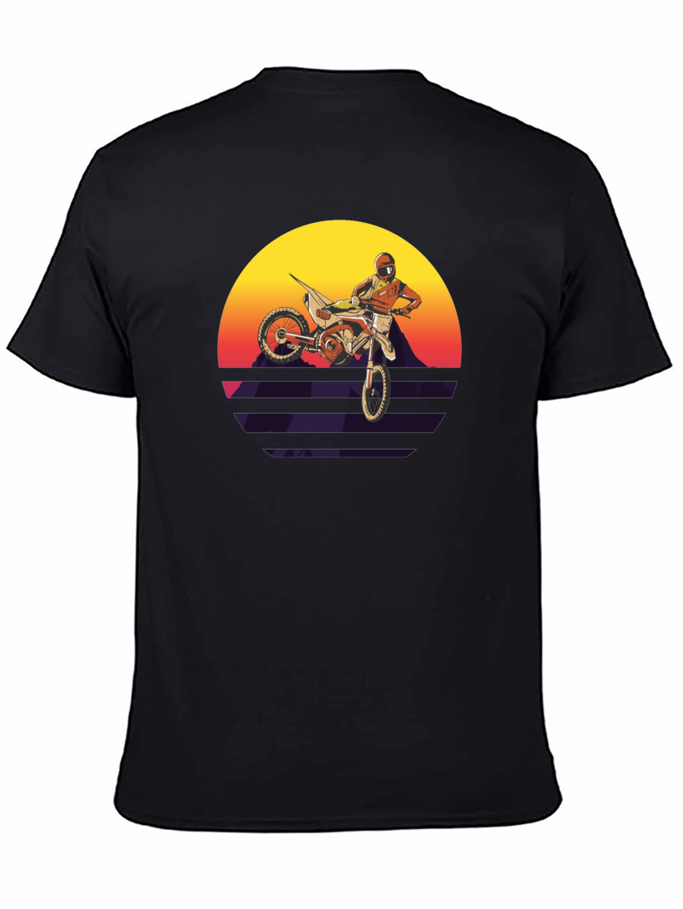 Motocross Sunset Graphic Tee - Retro Dirt Bike Shirt