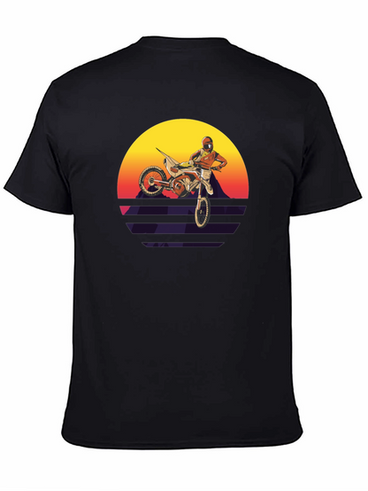 Motocross Sunset Graphic Tee - Retro Dirt Bike Shirt