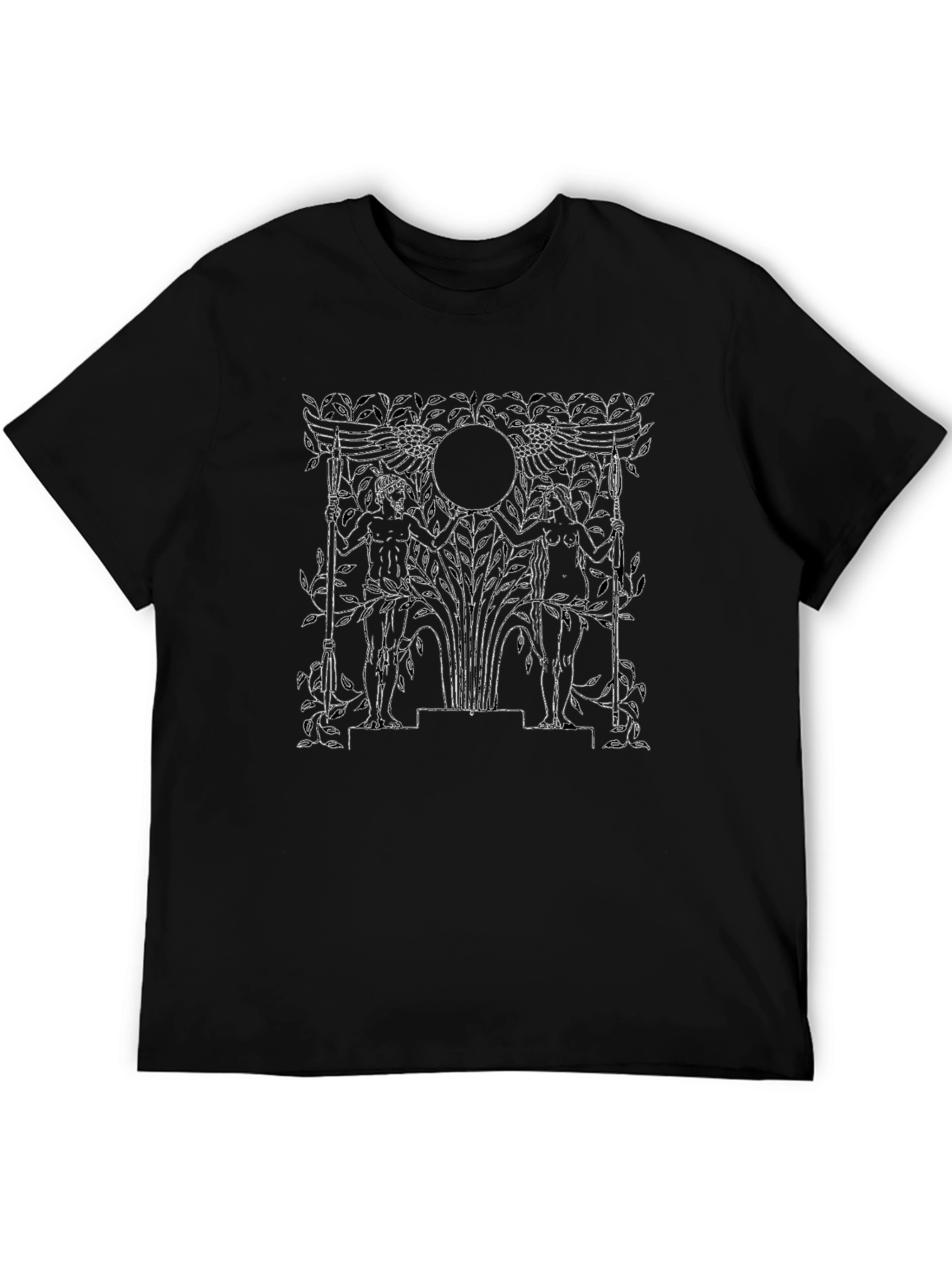 Black T-Shirt with Mythical Art Design