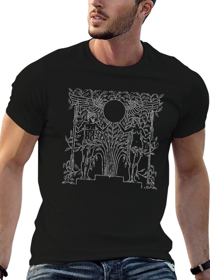 Black T-Shirt with Mythical Art Design