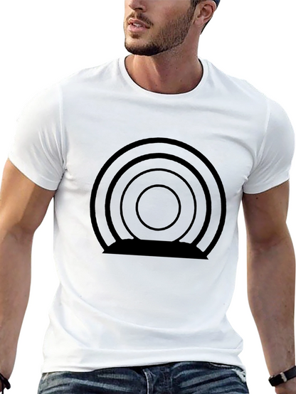 Abstract Concentric Circle Graphic Tee - Modern Black T-Shirt