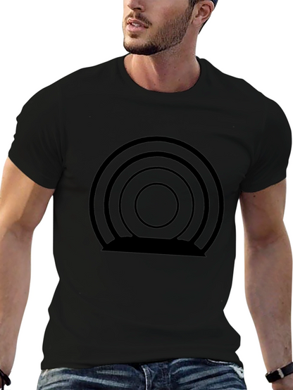 Abstract Concentric Circle Graphic Tee - Modern Black T-Shirt