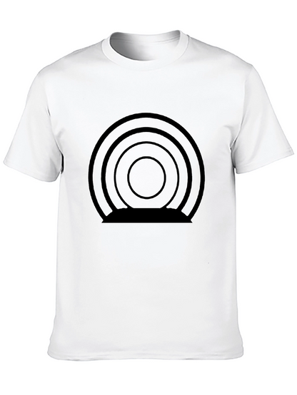 Abstract Concentric Circle Graphic Tee - Modern Black T-Shirt