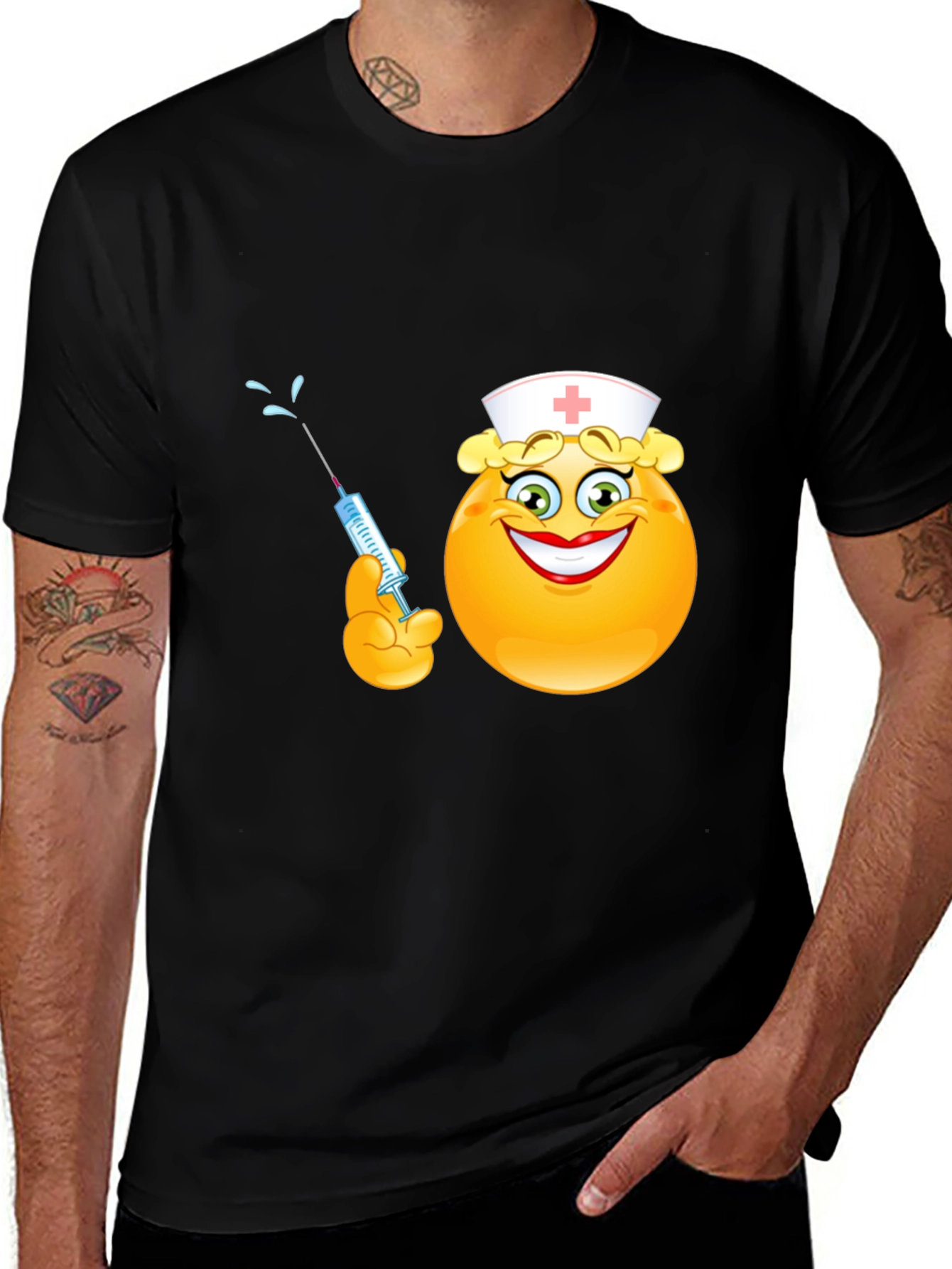 Nurse Emoji Graphic Black T-Shirt