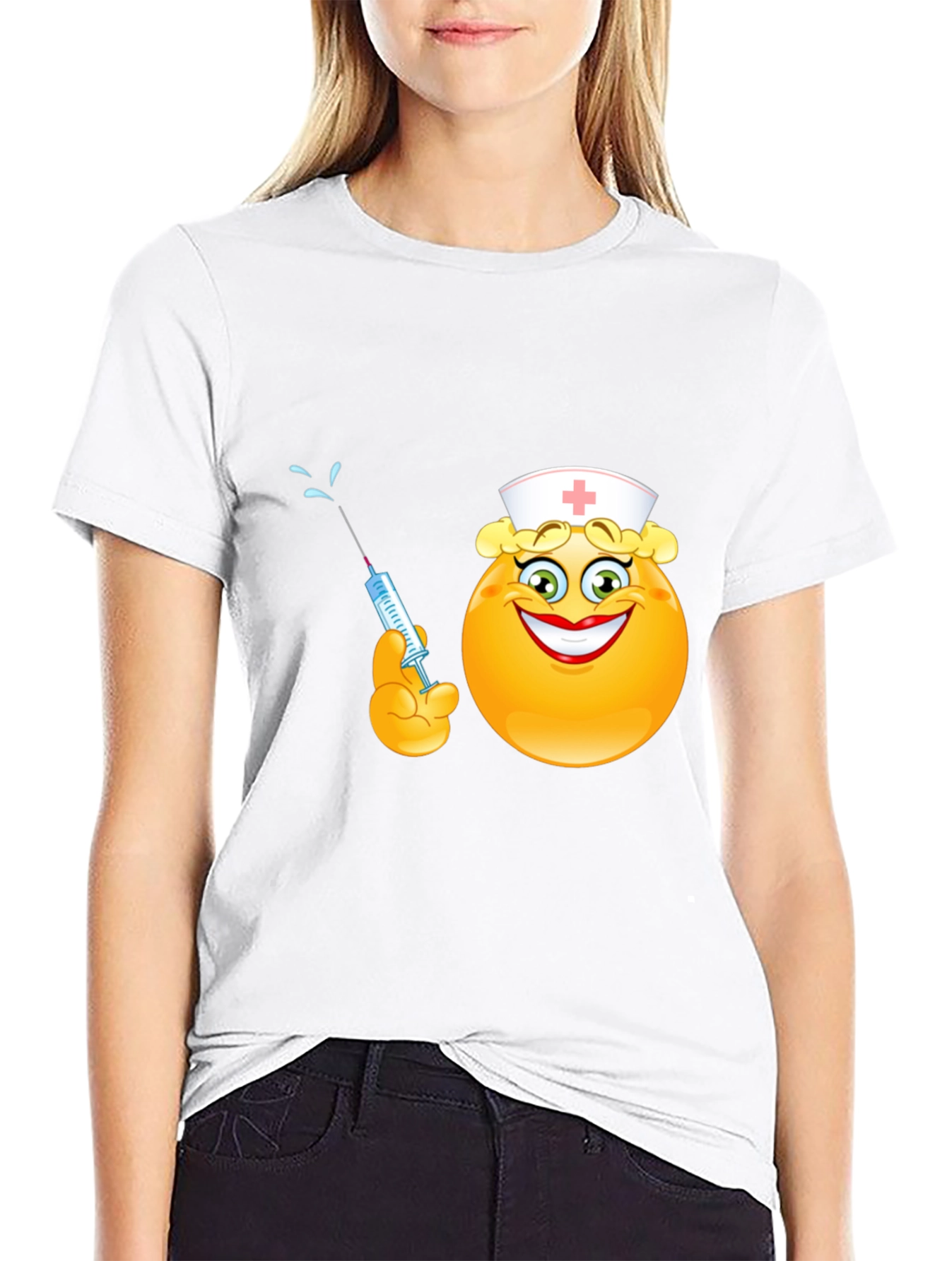Nurse Emoji Graphic Black T-Shirt