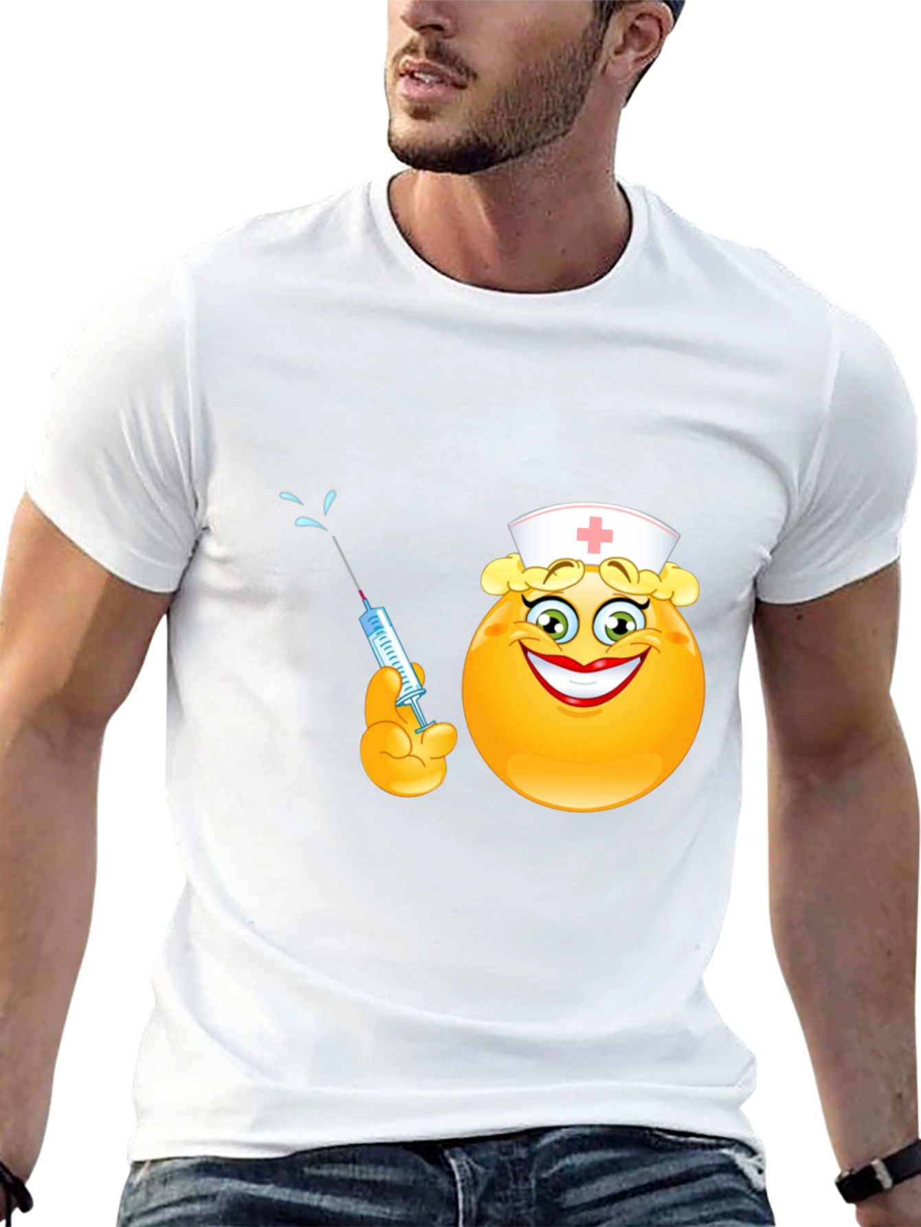 Nurse Emoji Graphic Black T-Shirt