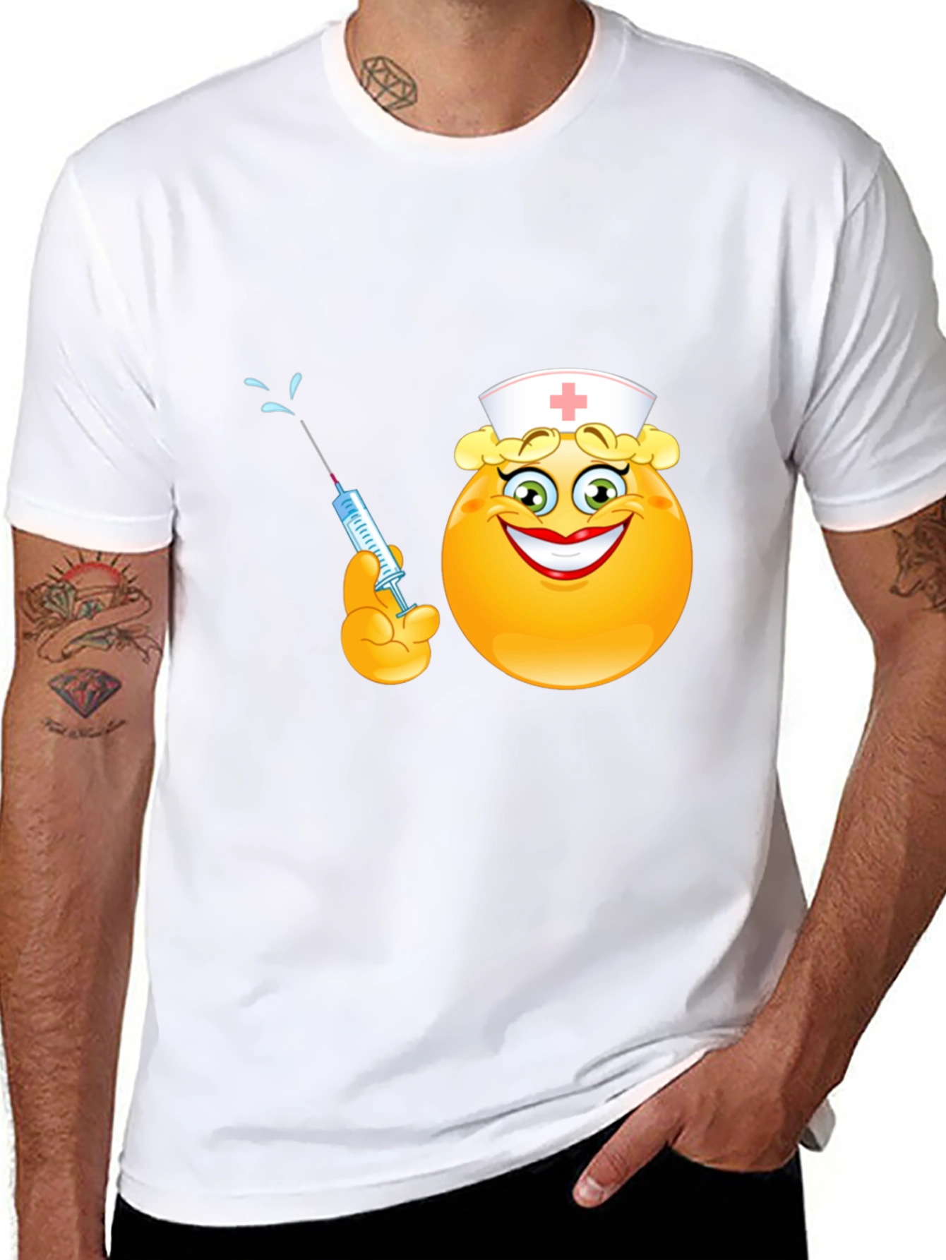 Nurse Emoji Graphic Black T-Shirt