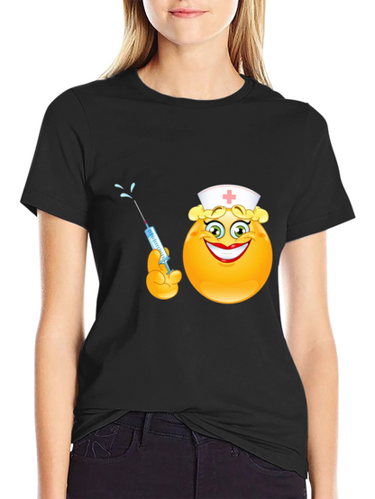 Nurse Emoji Graphic Black T-Shirt