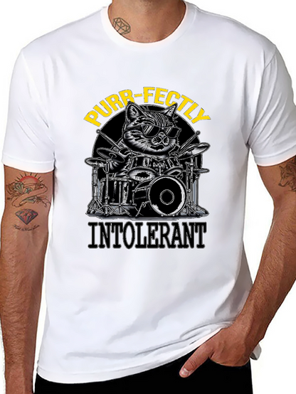 Purr-fectly Intolerant Cat Drummer T-Shirt