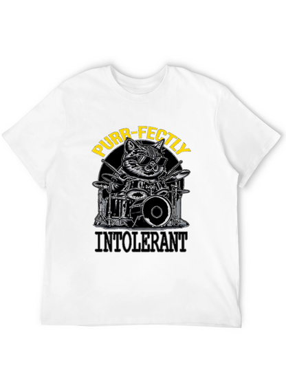 Purr-fectly Intolerant Cat Drummer T-Shirt
