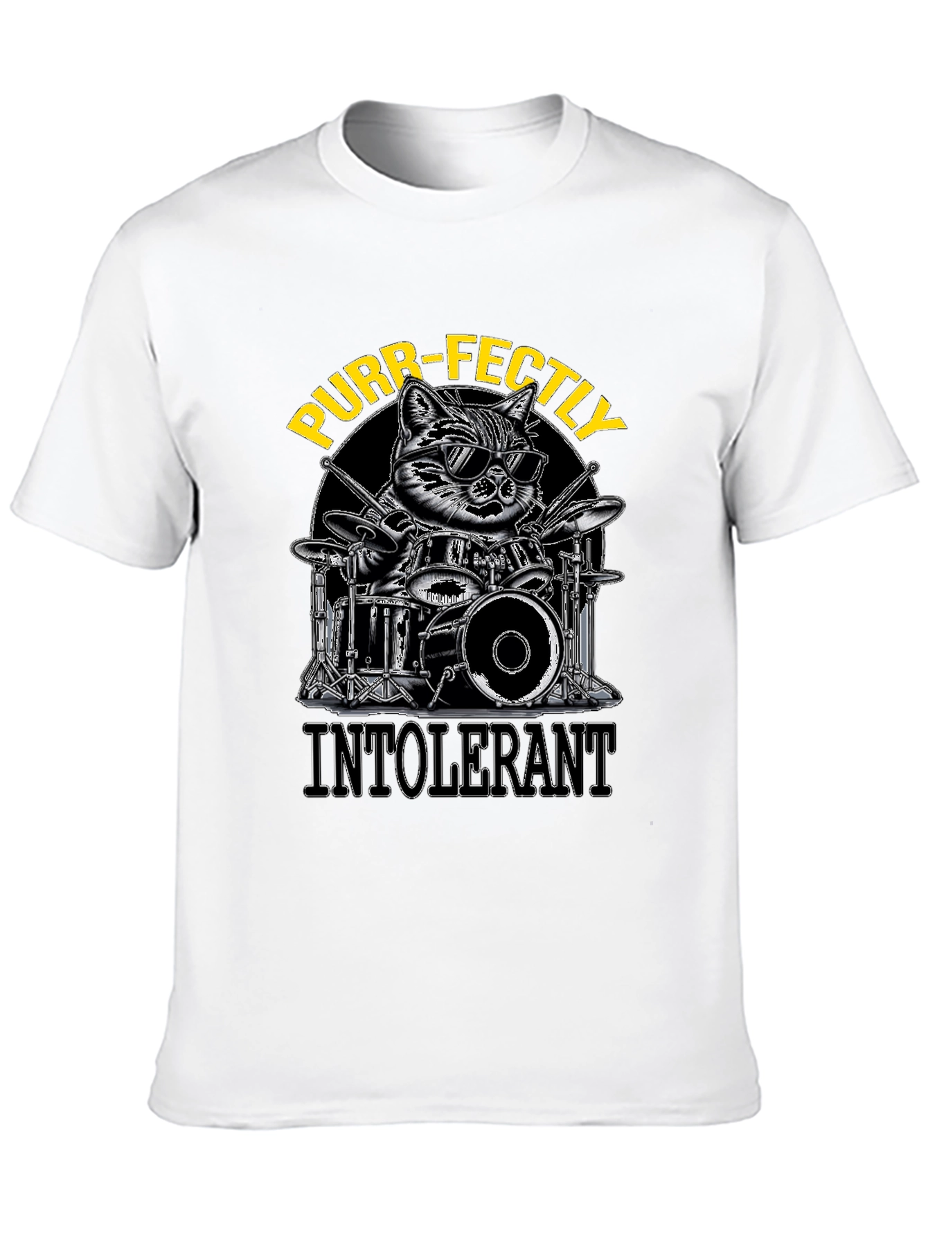 Purr-fectly Intolerant Cat Drummer T-Shirt
