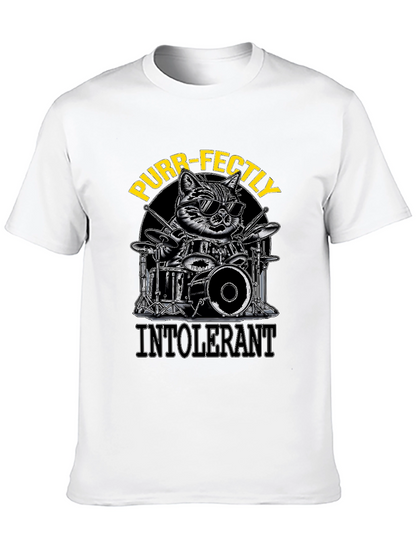 Purr-fectly Intolerant Cat Drummer T-Shirt