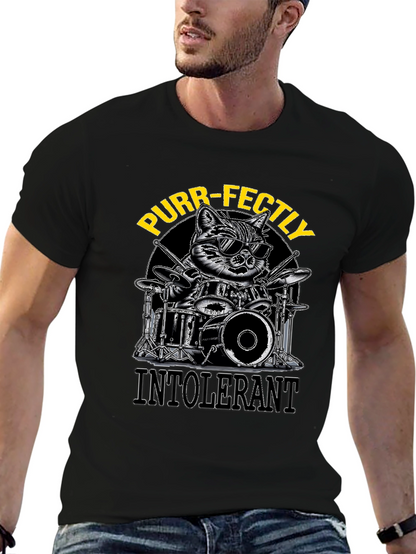 Purr-fectly Intolerant Cat Drummer T-Shirt