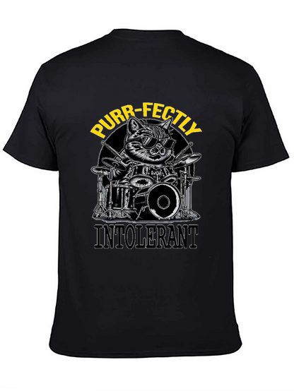 Purr-fectly Intolerant Cat Drummer T-Shirt