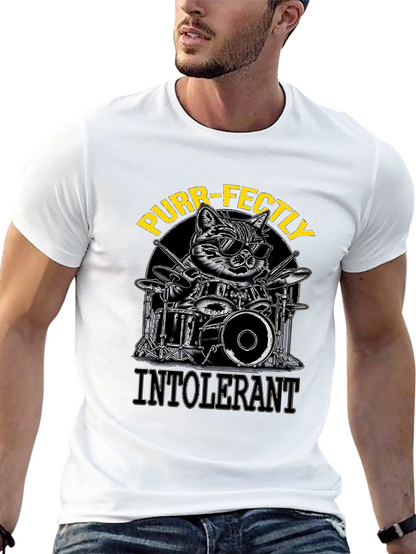 Purr-fectly Intolerant Cat Drummer T-Shirt