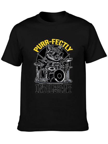 Purr-fectly Intolerant Cat Drummer T-Shirt