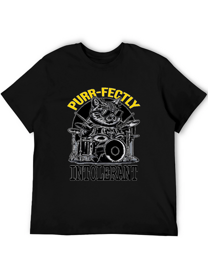 Purr-fectly Intolerant Cat Drummer T-Shirt