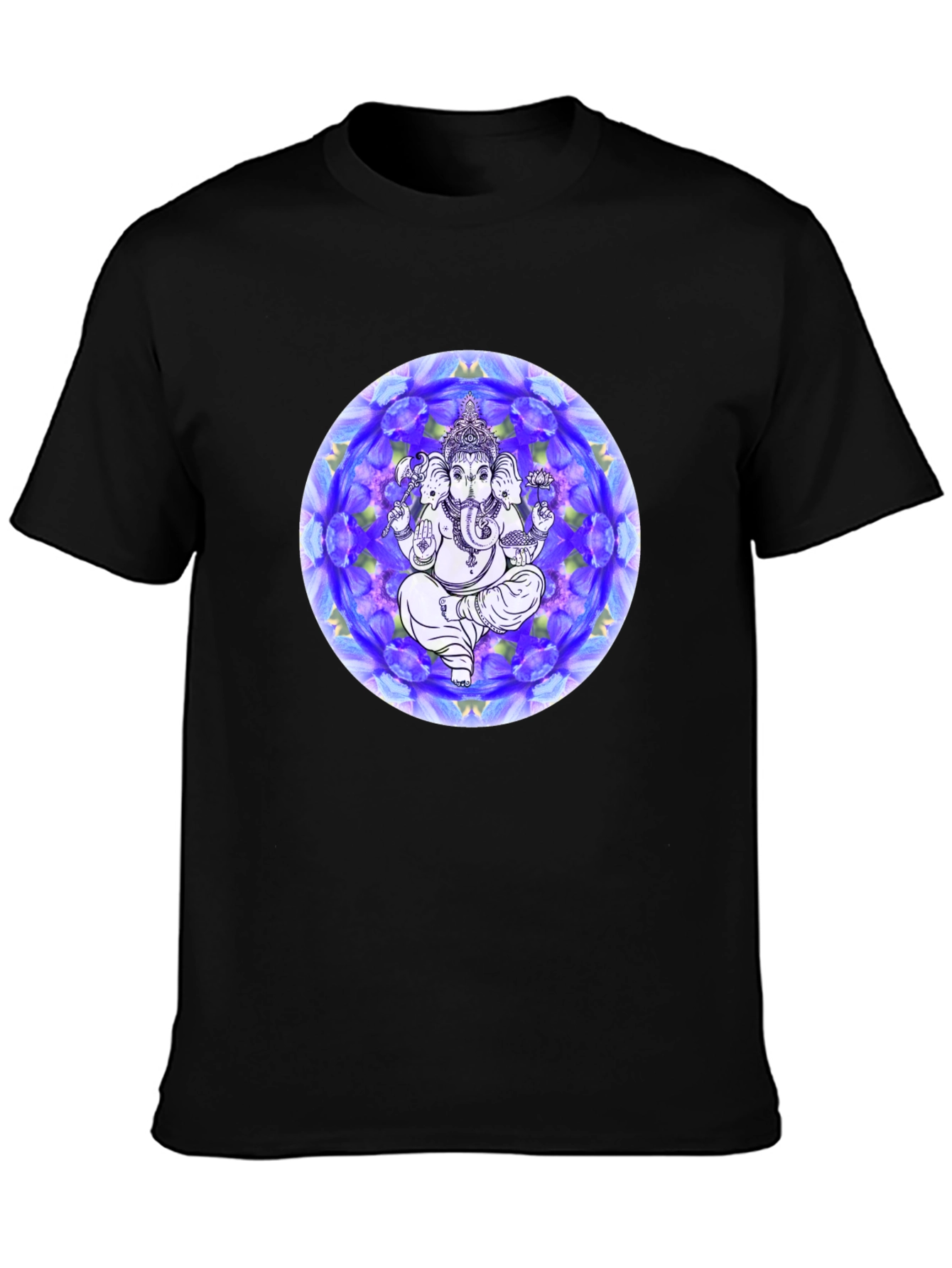 Ganesh Mandala Graphic Tee - Black Cotton T-Shirt