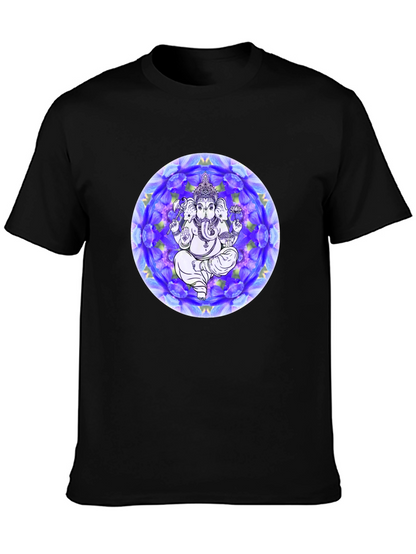 Ganesh Mandala Graphic Tee - Black Cotton T-Shirt