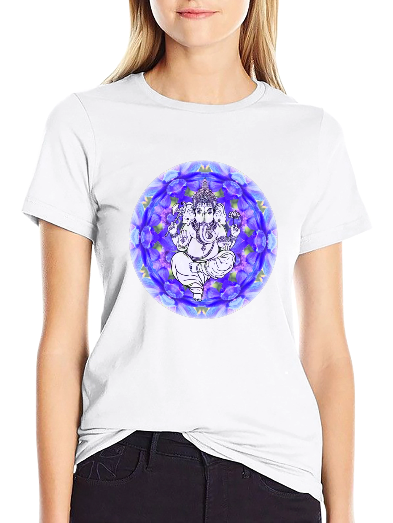 Ganesh Mandala Graphic Tee - Black Cotton T-Shirt