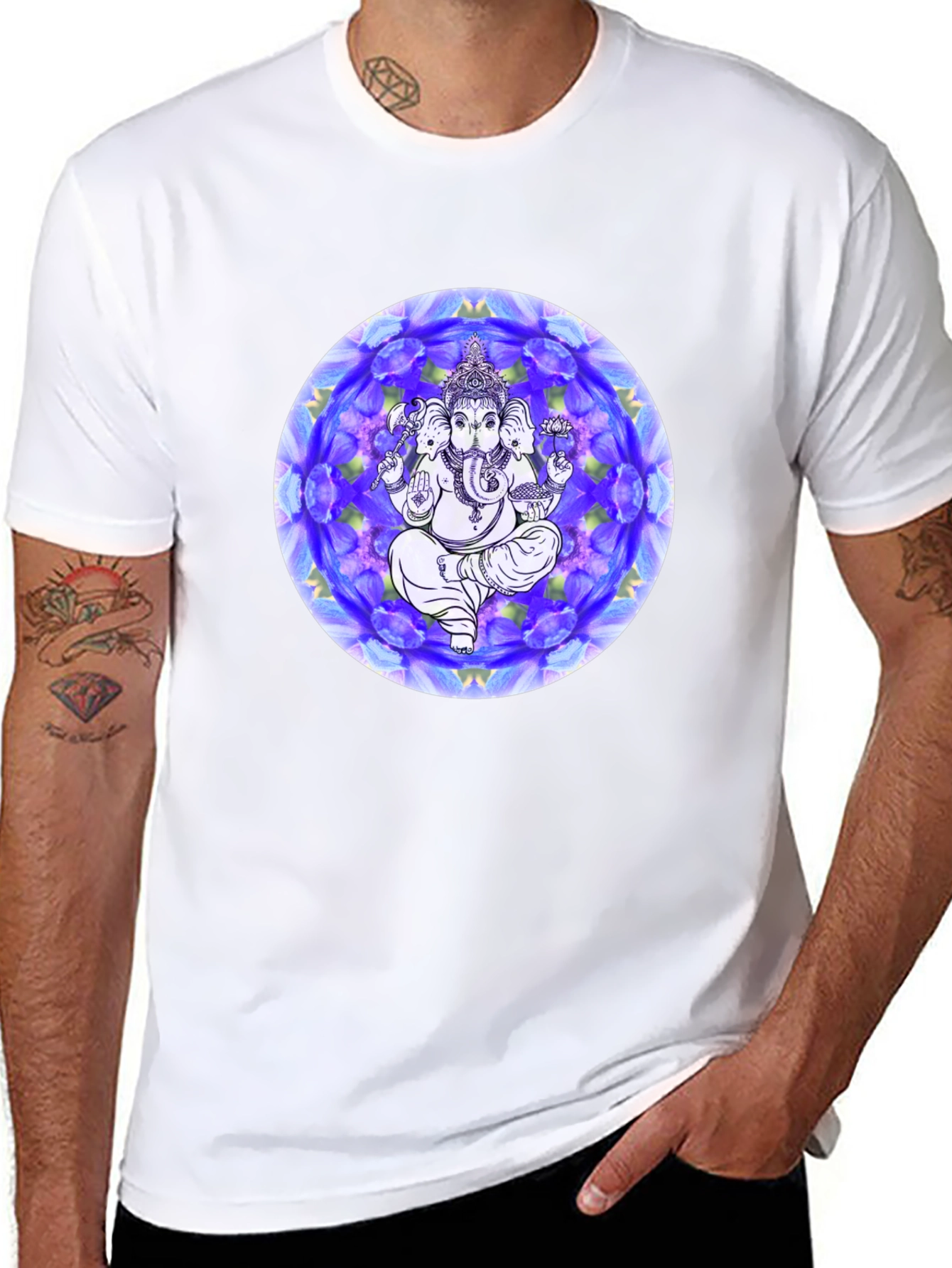 Ganesh Mandala Graphic Tee - Black Cotton T-Shirt