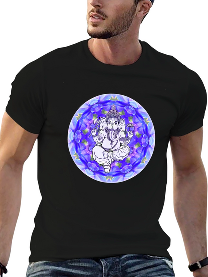 Ganesh Mandala Graphic Tee - Black Cotton T-Shirt