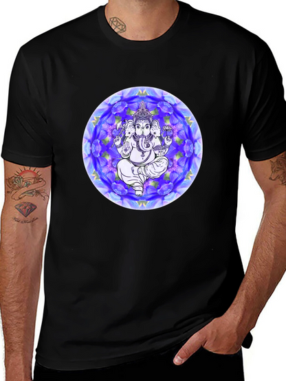 Ganesh Mandala Graphic Tee - Black Cotton T-Shirt