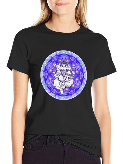 Ganesh Mandala Graphic Tee - Black Cotton T-Shirt