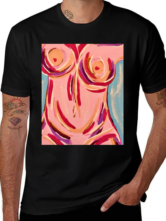 Abstract Body Art Graphic Tee - Black
