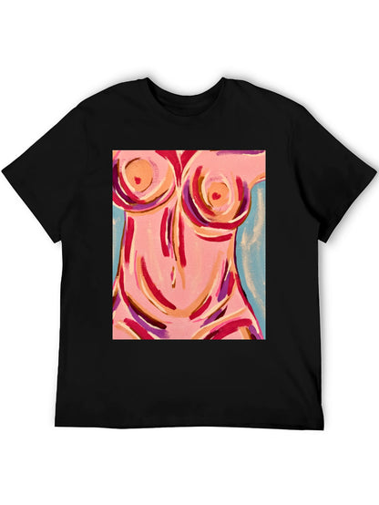Abstract Body Art Graphic Tee - Black