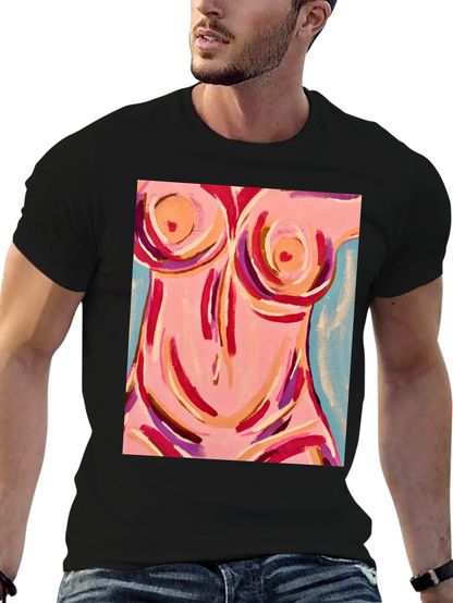 Abstract Body Art Graphic Tee - Black