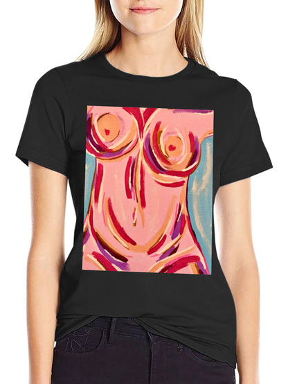 Abstract Body Art Graphic Tee - Black