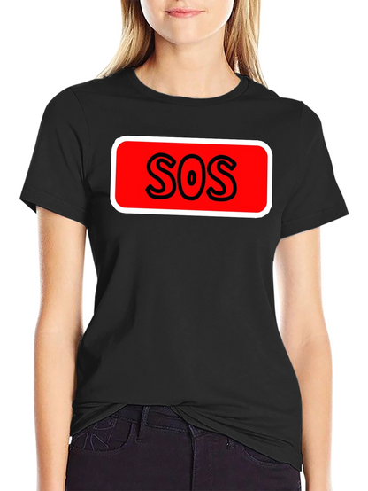 SOS Graphic Tee - Black Cotton Casual T-Shirt