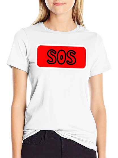 SOS Graphic Tee - Black Cotton Casual T-Shirt