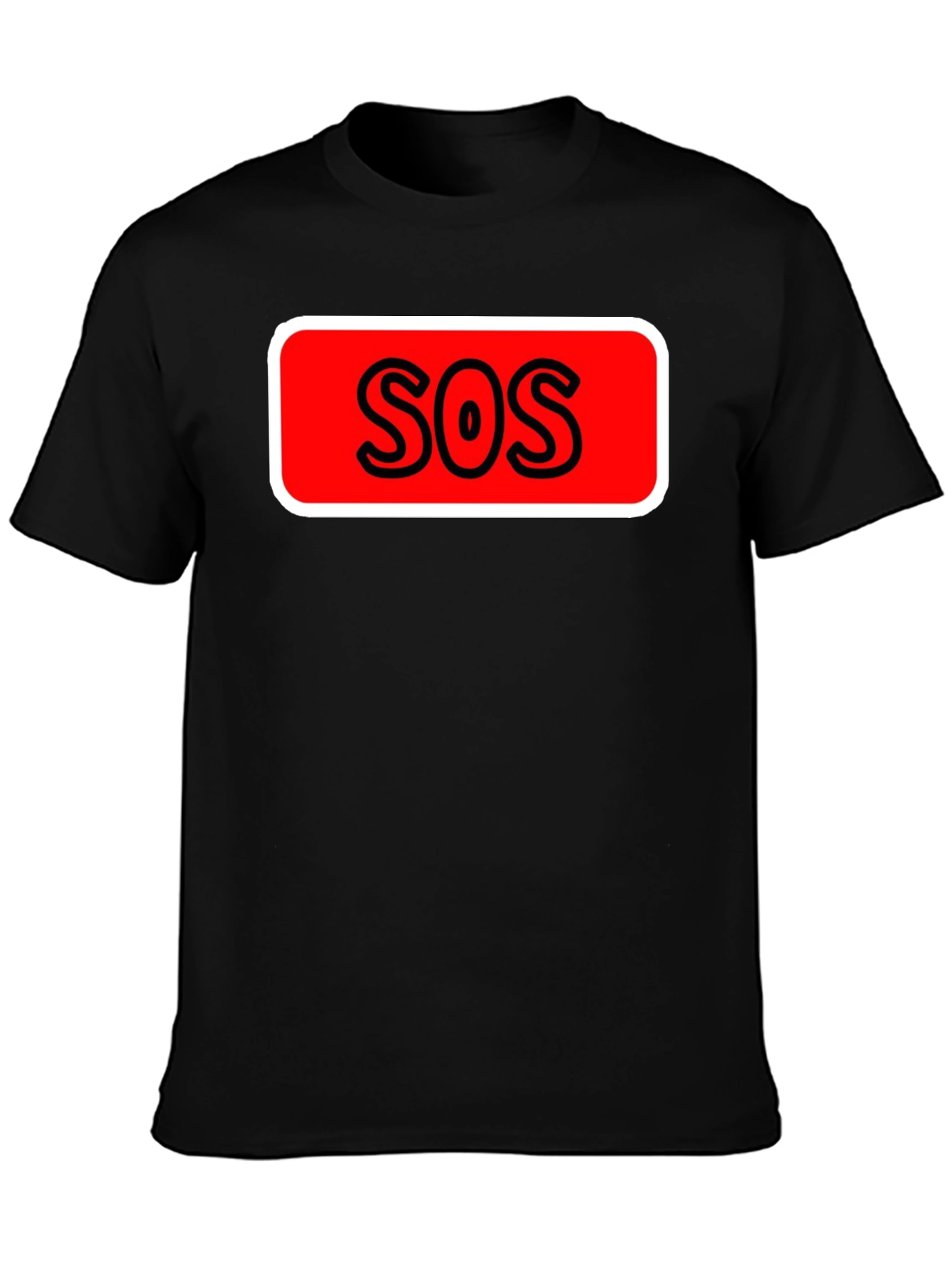 SOS Graphic Tee - Black Cotton Casual T-Shirt