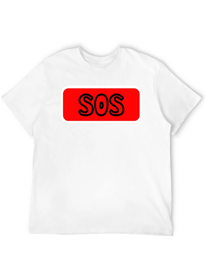 SOS Graphic Tee - Black Cotton Casual T-Shirt