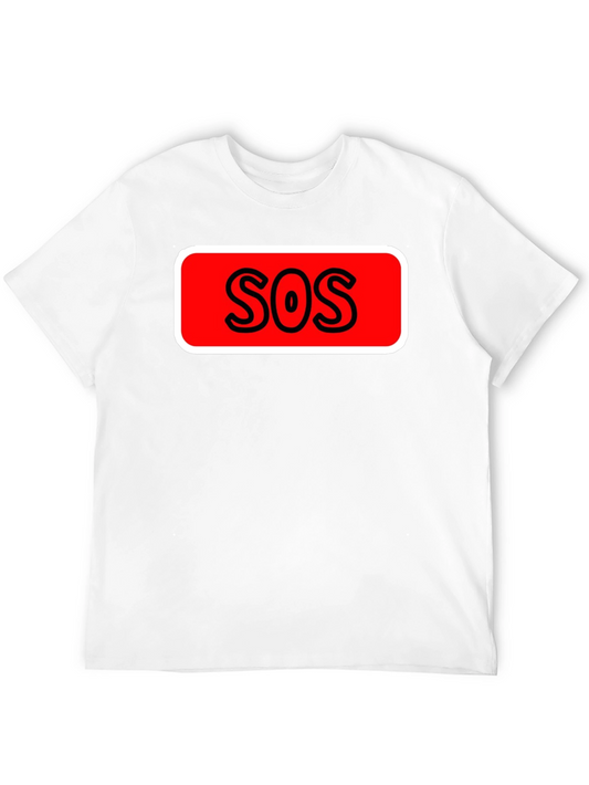 SOS Graphic Tee - Black Cotton Casual T-Shirt
