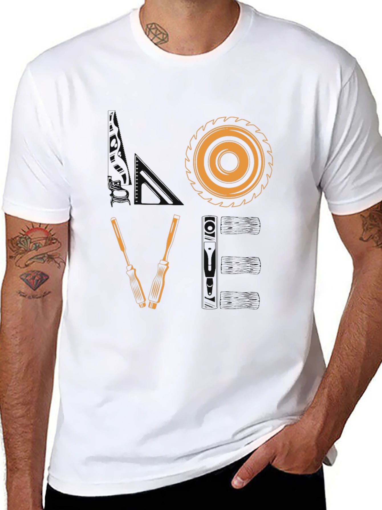 Woodworkers Love T-Shirt: Carpenter Saw & Screwdrivers