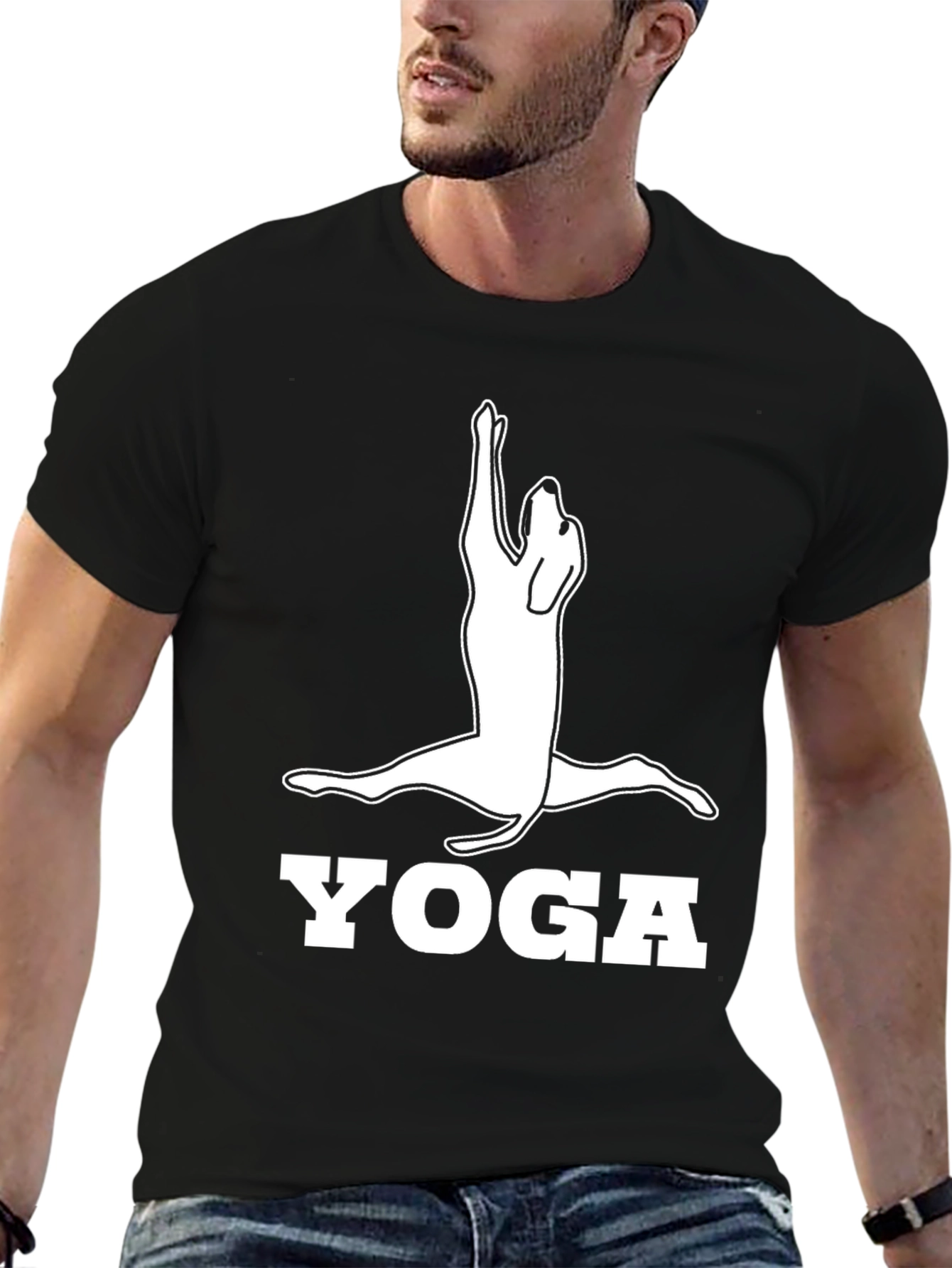 Yoga Dog Graphic Tee - Black Cotton Shirt